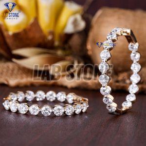 Round Cut Diamond Rose Gold Hoop Earrings
