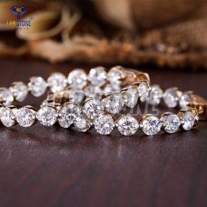 Round Cut Diamond Rose Gold Hoop Earrings