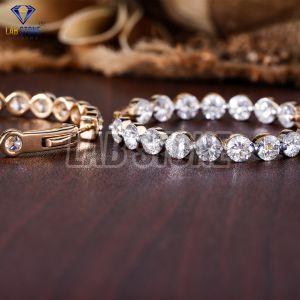 Round Cut Diamond Rose Gold Hoop Earrings