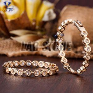 Round Cut Diamond Rose Gold Hoop Earrings