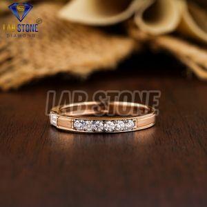 Baguette Round Cut Diamond Rose Gold Ring