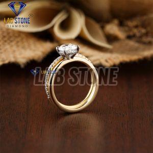 Round & Oval Cut Diamond Yellow Gold Ring