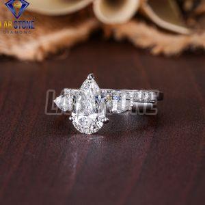 Elegant Pear & Round Cut Diamond White Gold Ring