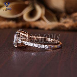 Asscher Pear Round Cut Diamond Rose Gold Ring