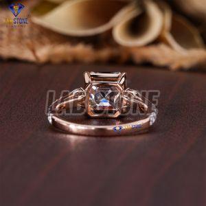 Asscher Pear Round Cut Diamond Rose Gold Ring