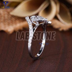 Round & Pear Cut Diamond White Gold Ring