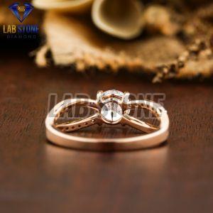 Round and Marquise Cut Diamond Rose Gold Ring