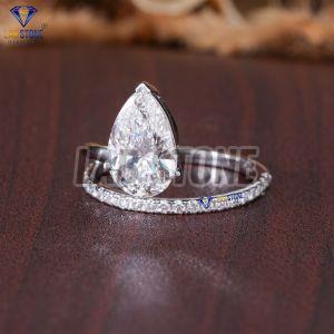 Charming Pear & Round Cut Diamond White Gold Ring