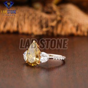 Vintage Pear & Round Cut Diamond White Gold Ring