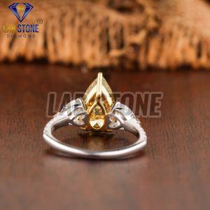 Vintage Pear & Round Cut Diamond White Gold Ring