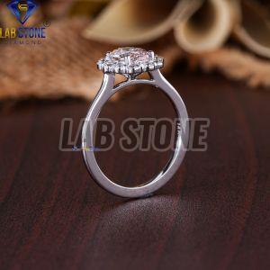 Oval Round Cut Diamond White Gold Ring