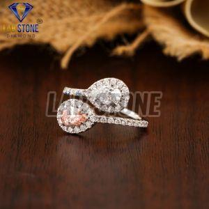 Pear & Round Cut Diamond White Gold Ring