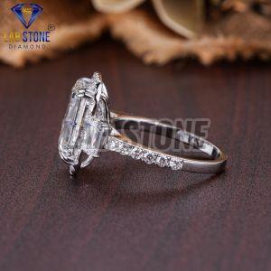 Emerald & Round Cut Diamond White Gold Ring
