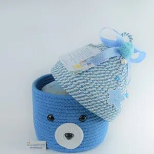 Blue Teddy Cotton Rope Baskets with Lid