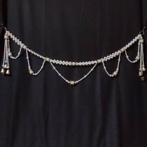 knotted pearl bells beaded accents door toran