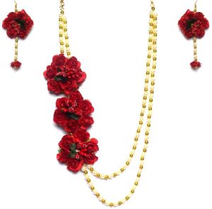 Multi Stranded Chain Style Flower Necklace Set