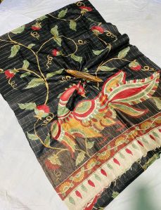 Pen Kalamkari Tussar Silk Sarees