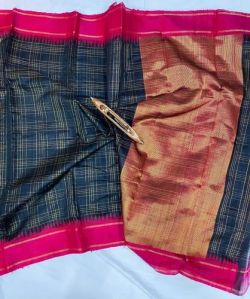 Pink Border Dupion Tussar Silk Sarees