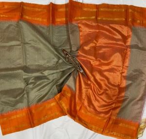 Plain Dupion Tussar Silk Sarees