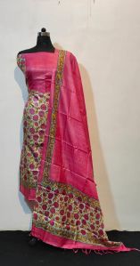 Pure Tussar Silk Hand Block Printed 2pc Suit Set