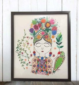 Floral Lady Hand Embroidery Wall Hanging