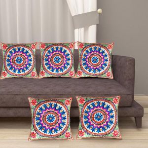 Handmade Multicolored Wool Embroidery Cushion Covers