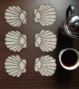 Handmade Shells Shaped Beaded Tea Coasters