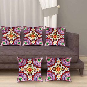 Multicolored Wool Thread Embroidery Cushion Covers