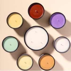 Scented soya wax colorful tin candles set of 8