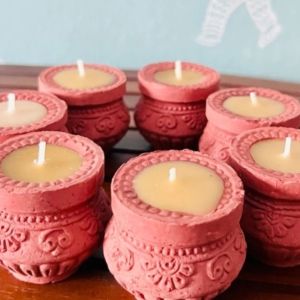 Scented terracotta matki soya wax traditional candles set 8