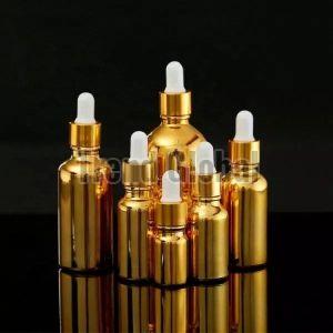 Golden Paint Coated Glass Dropper Bottle