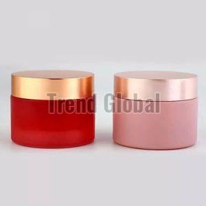Color Coated Cream Glass Jar