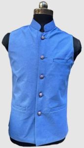 Mens Blue Tweed Nehru Jacket