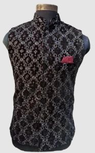 Mens Silky Velvet Party Wear Nehru Jacket