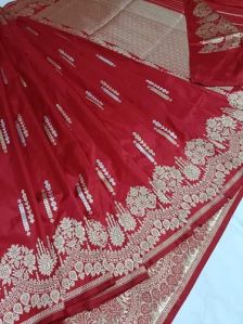 Red Handloom Katan Banarasi Pure Silk Saree