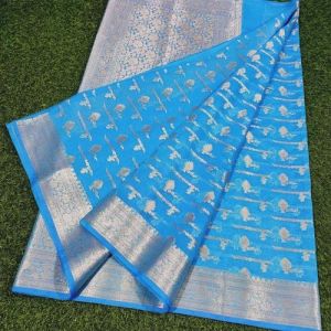 Sky Blue Banarasi Semi Georgette Saree