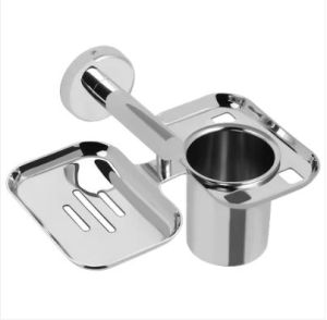 Bitren Chrome Plated Stainless Steel Soap Dish with Tumbler Holder