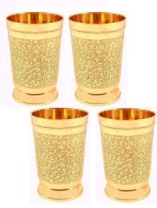 4 Piece Brass Glass Set