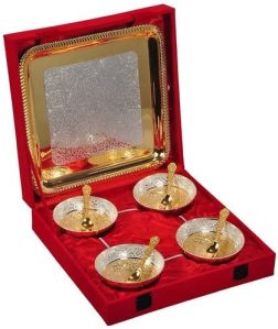 9 Pieces Silver and Gold Plated Bowl Set