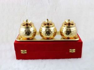 Brass Dry Fruit Jar Tray Set