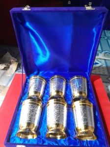 Brass Silver Plated 6 Glass Set