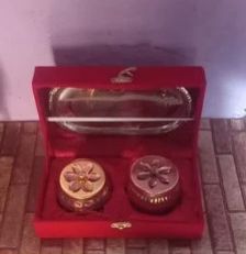 Gold Plated Brass Dry Fruit Jar with Tray