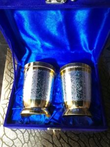 Silver Plated Brass Glass Set of 2 Pcs