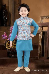 0-14 Years Boys Blue Kurta Pajama Set