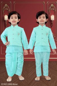 0-14 Years Boys Firozi Dhoti Kurta Combo Set