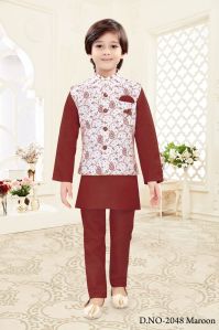 0-14 Years Boys Maroon Kurta Pajama Set