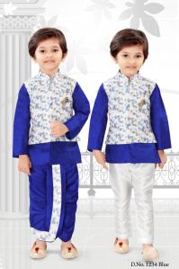 0-2 Years Boys Blue Dhoti Kurta Combo Set