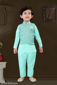 0-2 Years Boys Rama Color Kurta Pajama Set