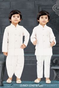 0-2 Years Boys White Dhoti Kurta Combo Set