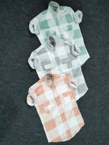 Mens Double Pocket Check Cotton Shirt